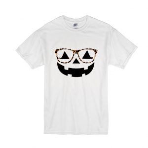 Jack O lantern Leopard Glasses Pumpkin Halloween T-shirt SN