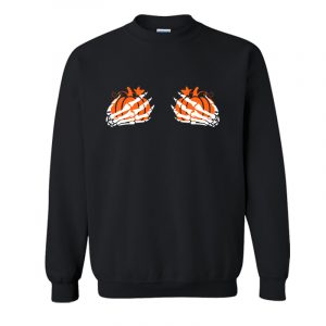 Pumpkin Boobies Skeleton Hands Halloween Sweatshirt SN