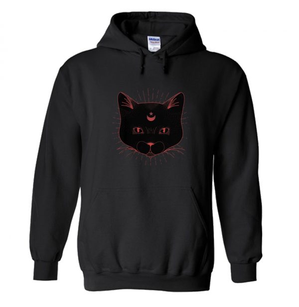 Red Witchy Black Cat Halloween Hoodie SN