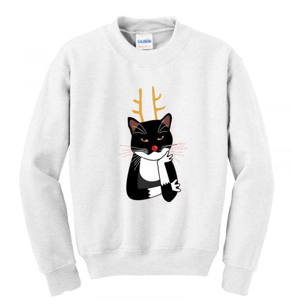 Bored Annoyed Christmas Cat Sweatshirt SN