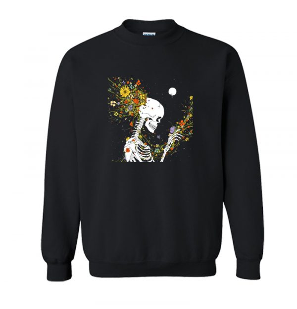 I Thought of a Life that Could Have Been - Flower Skeleton Sweatshirt SN