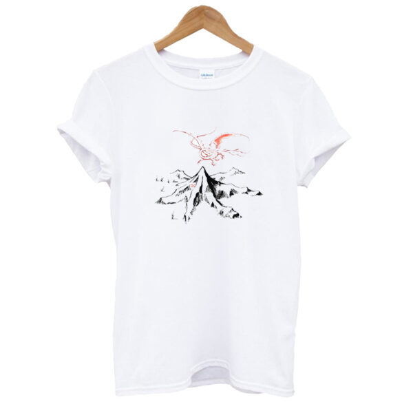 Red Dragon Above A Single Solitary Peak T Shirt SN