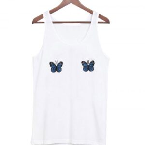 Blue Ribbed Butterfly Tanktop SN