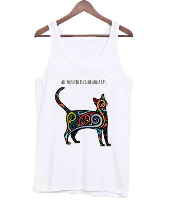 All you need is color and a cat Tank Top SN