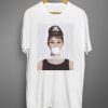 Audrey Hepburn Blowing A White Bubble Gum T shirt SN