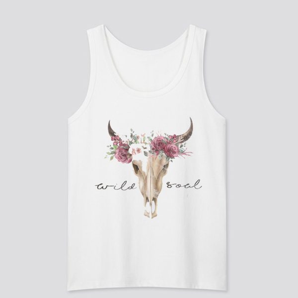 Wild Soul Boho Cow Skull Tank Top SN