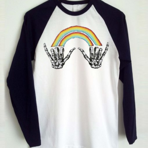Louis Tomlinson Rainbow Skeleton Hands raglan longsleeve t shirt SN
