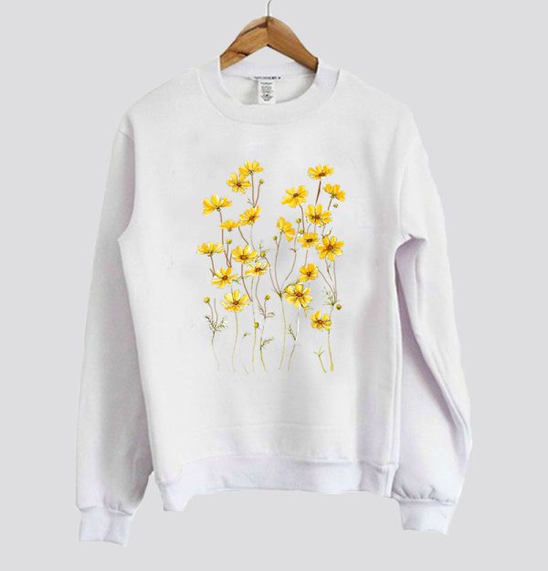 Yellow Cosmos Flowers Pullover Sweatshirt SN