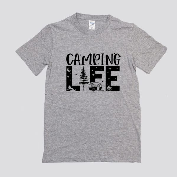 Camping Life Caravan Tree Star Nature T Shirt SN