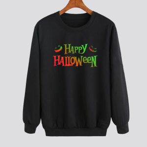 Creepy Neon Happy Halloween with Jack o Lantern Faces Sweatshirt SN