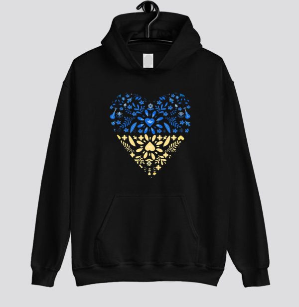 Love Wins Ukrainian Flag Heart Hoodie SN