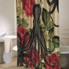 Octopus Rose Red Roses Green Leaves Gray Tentacles Kraken shower curtain SN