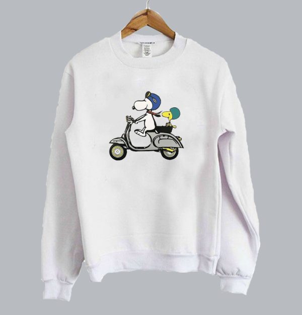 Snoopy and Woodstock on a Vespa Sweatshirt SN