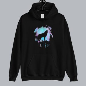 Moon Howling Galaxy Wolf Hoodie SN