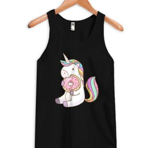 Cute Hungry Unicorn Munching On Yummy Donut Tanktop SN