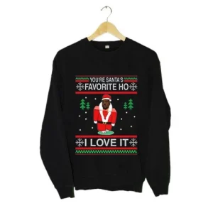 Kanye West You’re Santa’s Favorite Ho I Love It Ugly Christmas Sweatshirt SN