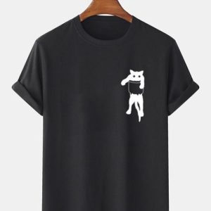 Cartoon Cat Chest t shirt SN