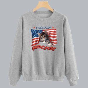 Freedom Rocks Patriotic Cat USA Flag 4th of July Sweatshirt SN