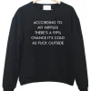 according to Sweatshirt SN