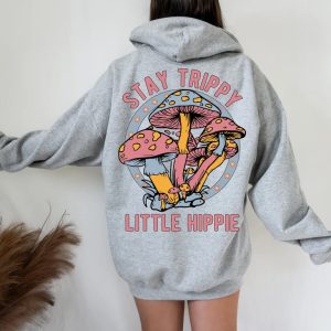 Stay Trippy Little Hippie Mushroom Retro Hoodie SN