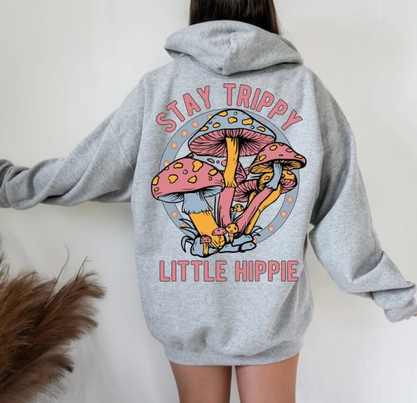 Stay Trippy Little Hippie Mushroom Retro Hoodie SN