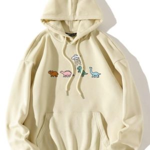 Cartoon Graphic Dinosaur UFO Hoodie SN