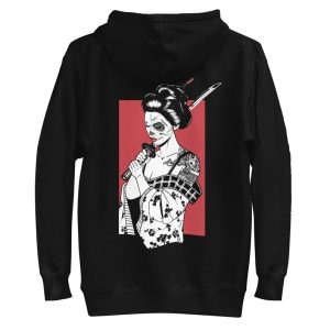 Day of the Dead Samurai Geisha Hoodie Back SN