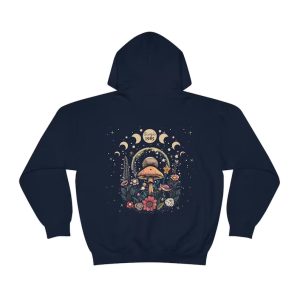 Witchy Mushroom Moon Phases Wildflower Hoodie Back SN