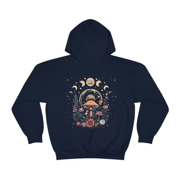 Witchy Mushroom Moon Phases Wildflower Hoodie Back SN