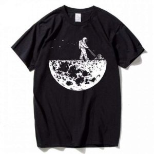 Astronaut Mowing The Moon Funny T Shirt SN