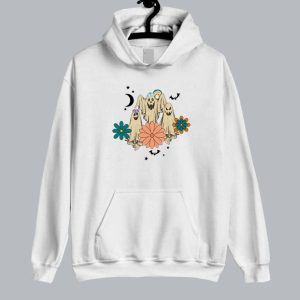 Retro Floral Ghost Halloween Hoodie SN