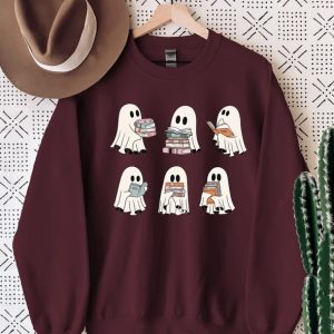 Ghost Reading Books Halloween Sweatshirt SN