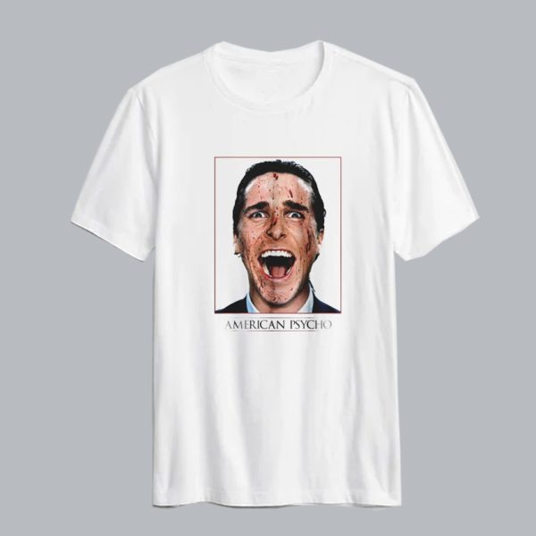 American Psycho Christian Bale Bloody Face T shirt SC