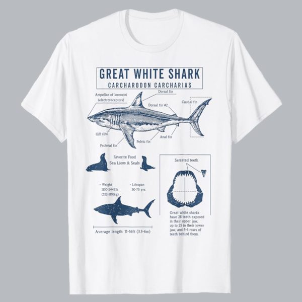 Great White Shark Anatormy T Shirt