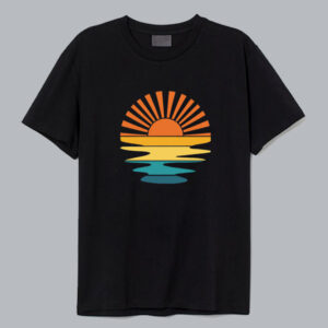 Retro Sunset Rays Wavy T Shirt